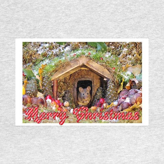 Merry christmas mice at winter log cabi n very festive card design by Simon-dell